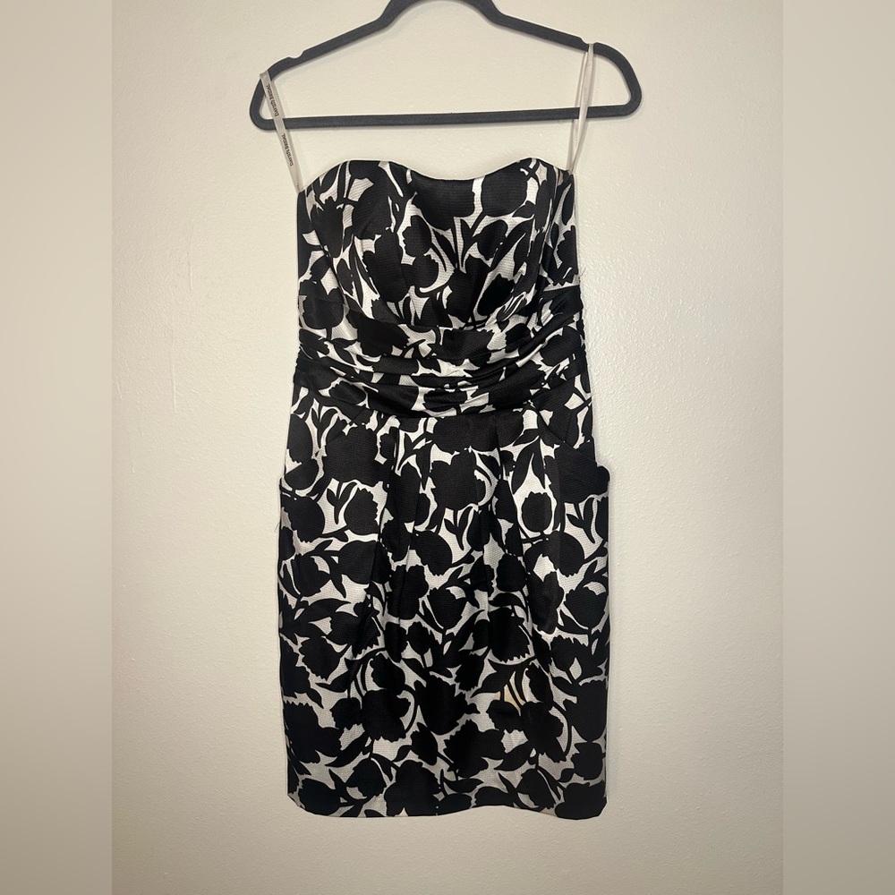 David's Bridal Strapless Black and White Dress